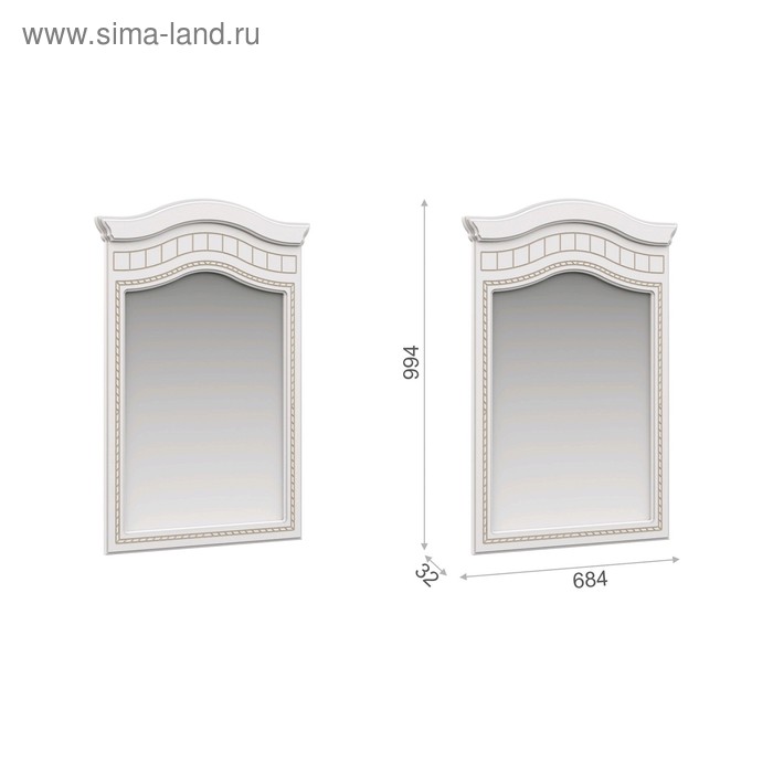 Зеркало комода «Диана», 684 × 32 × 994 мм, цвет белый / золото