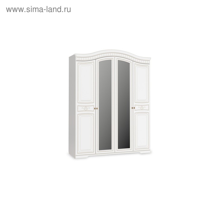 Шкаф 4-х дверный «Каролина», 1814 × 618 × 2314 мм, цвет белый / золото