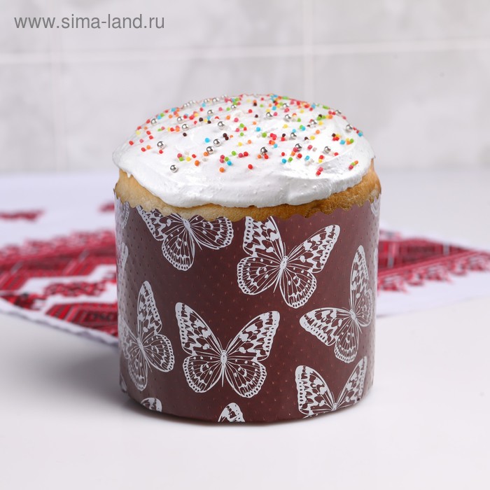 

Форма бумажная для кекса, маффинов и кулича "Бабочки" 110x85 мм