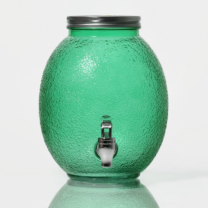 фото Диспенсер для напитков стеклянный «фреш», 4 л, 21×16×24 см, цвет зелёный