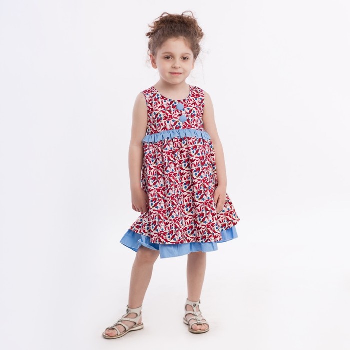 фото Платье для девочки, рост 92 см, цвет красный (голубой пояс) lp collection