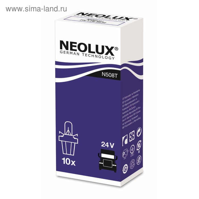 Лампа автомобильная NEOLUX, W1.2W, 24 В, 1.2 Вт, N508