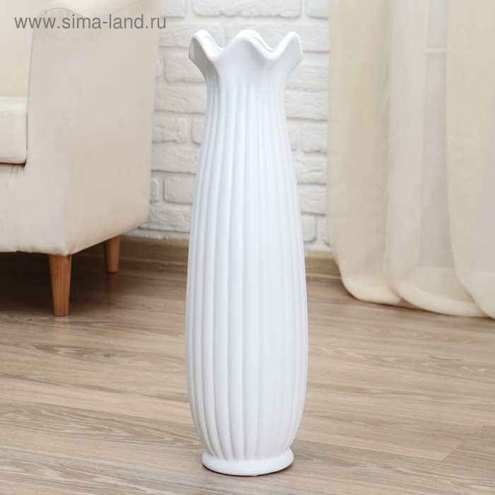 Ваза керамика напольная Геометрия бутон, 16х60 см, белый ваза керамика напольная раскаты 13х60 см чёрный