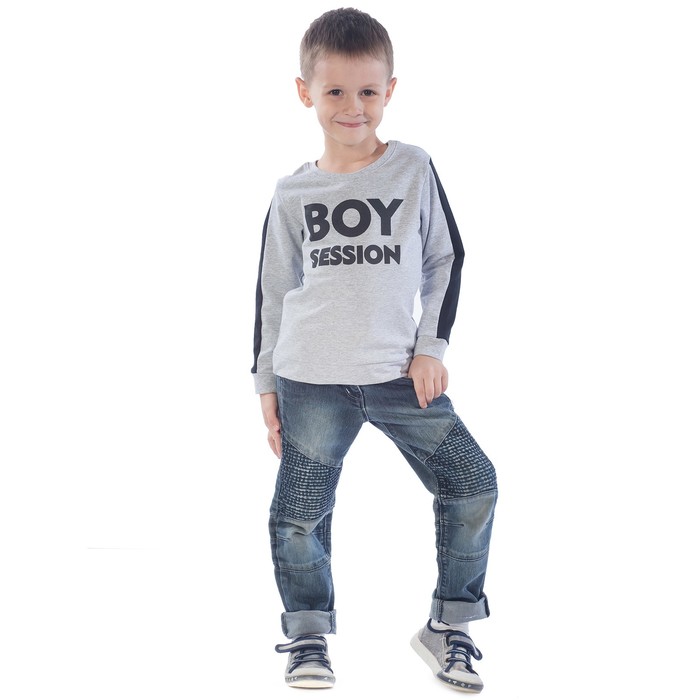 Свитшот детский Boy session, рост 98 см, цвет серый-меланж