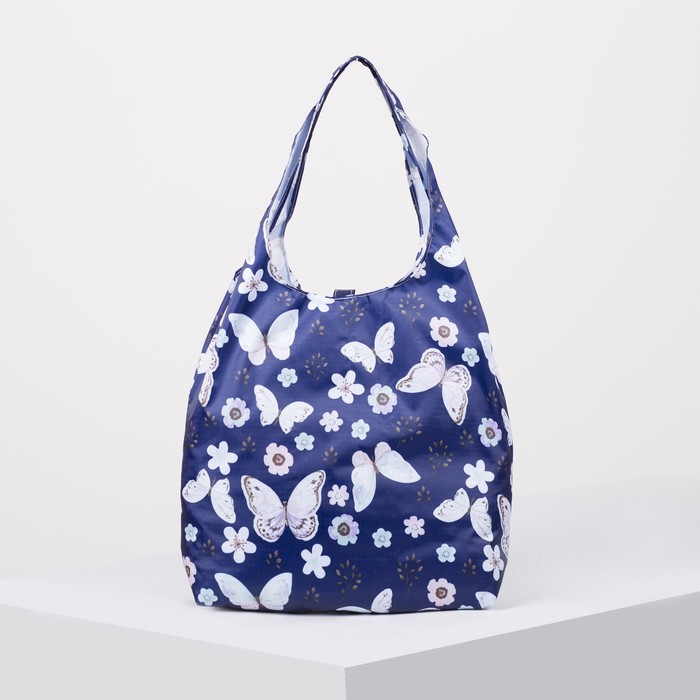 фото Сумка хозяйственная на кнопке, складная, цвет синий