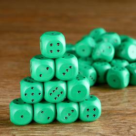 Кубик игральный 1.5х1.5х1.5 см, цветной, зеленые, 100 шт