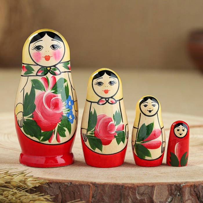 Матрешка "Семеновская", 4 кукольная, 1 сорт