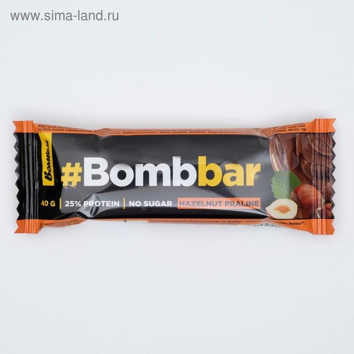 фото Протеиновый батончик bombbar в шоколаде, фундучное пралине, 40 г