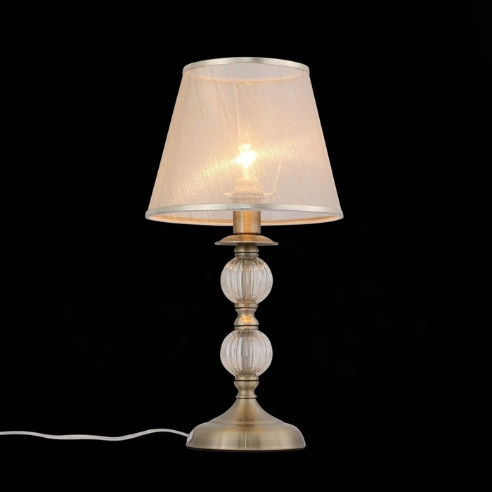 Прикроватная лампа Evoluce. SL185.304.01. Grazia. 1х40 Вт, E14, 22х22х42,4 см, цвет бронза, прозрачный