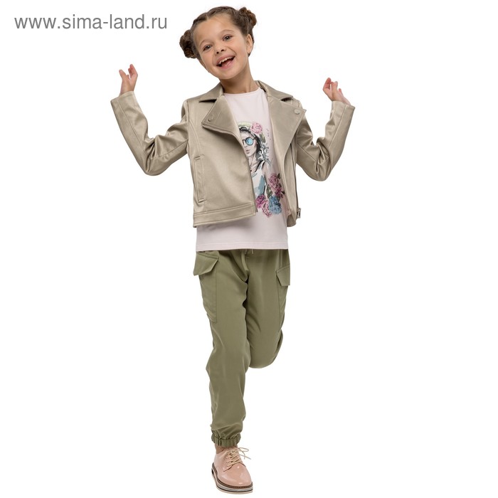 фото Куртка для девочек, рост 128 см, цвет бежевый карамелли