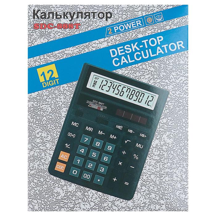 Калькулятор настольный, 12-разрядный, SDC-888T, питание от батарейки-таблетки