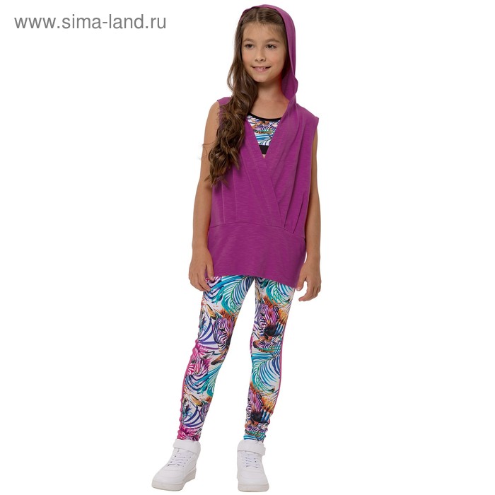 Комплект для девочек: джемпер и топ, рост 134 см, цвет сиреневый