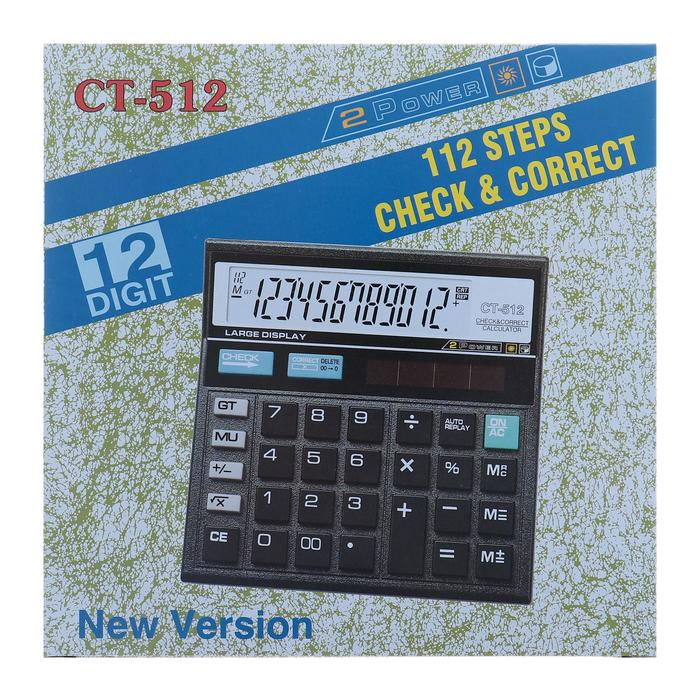 Калькулятор настольный, 12-разрядный, CT-512, двойное питание