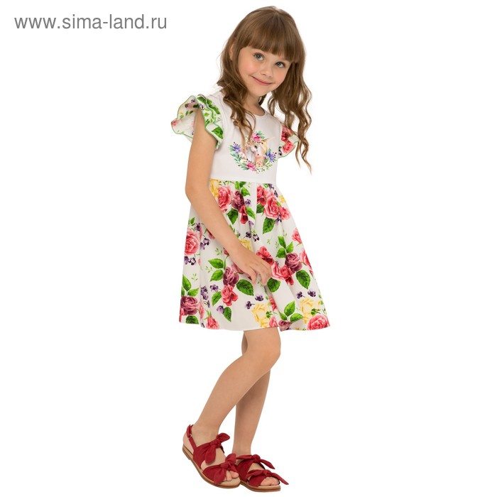 Платье для девочек, рост 110 см, цвет бело-розовый