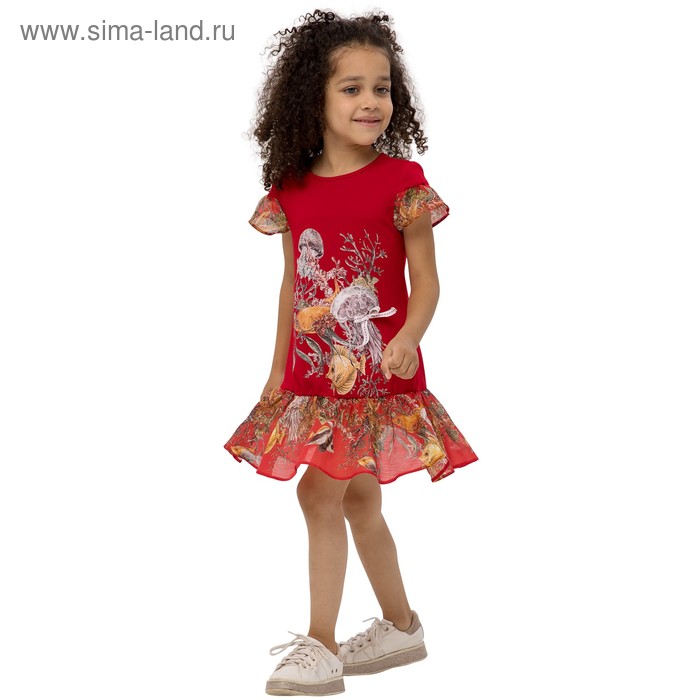 фото Платье для девочек, рост 110 см, цвет красный карамелли