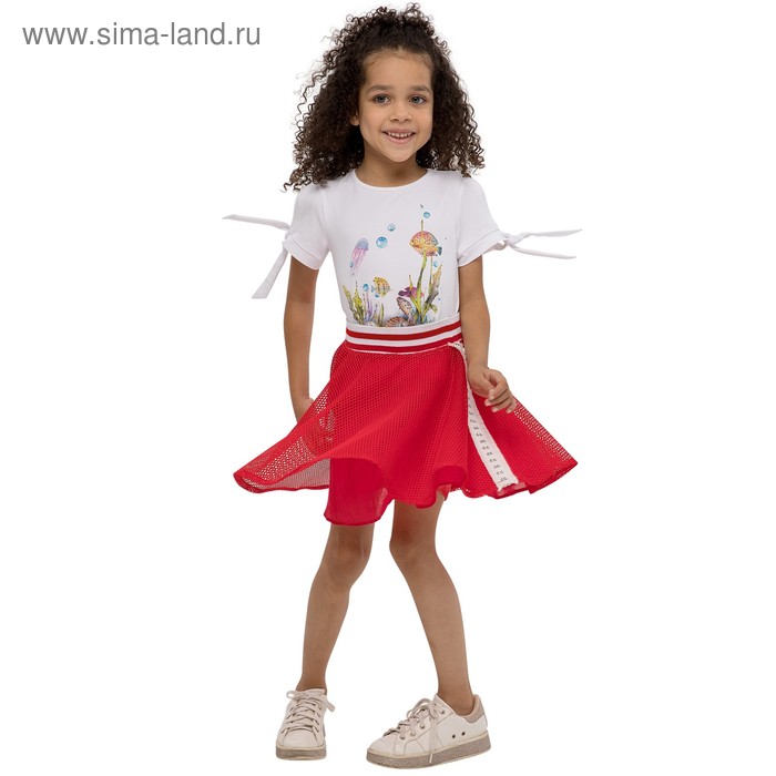 фото Юбка для девочек, рост 104 см, цвет красный карамелли