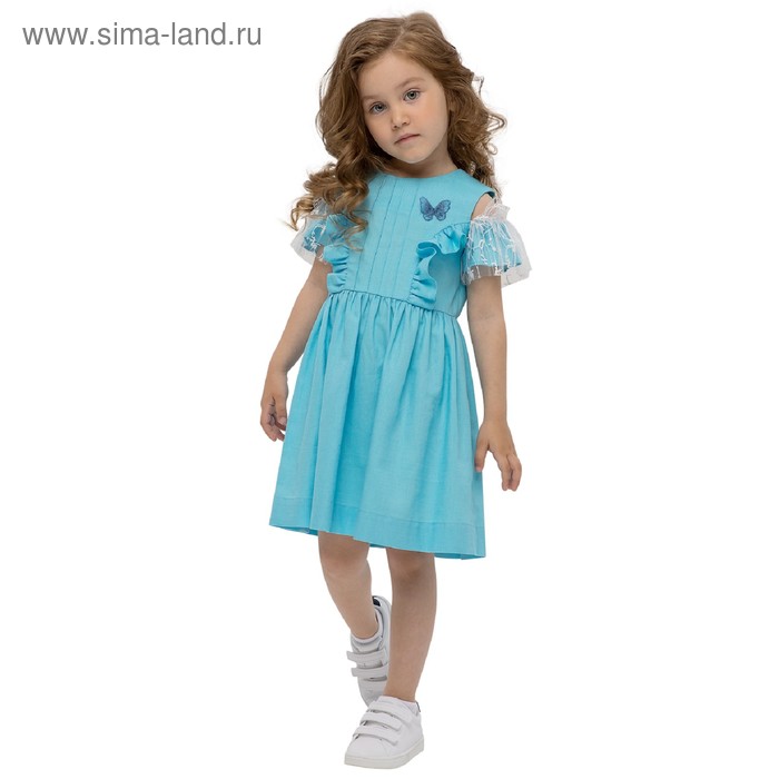 фото Платье для девочек, рост 98 см, цвет бирюзовый карамелли