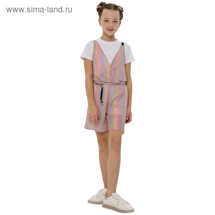 Комплект для девочек: блузка и шорты, рост 128 см, цвет мультиколор
