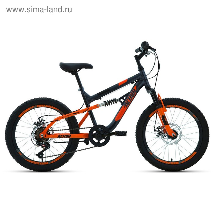 фото Велосипед 20" altair mtb fs disc, 2020, цвет серый/оранжевый, размер 14"