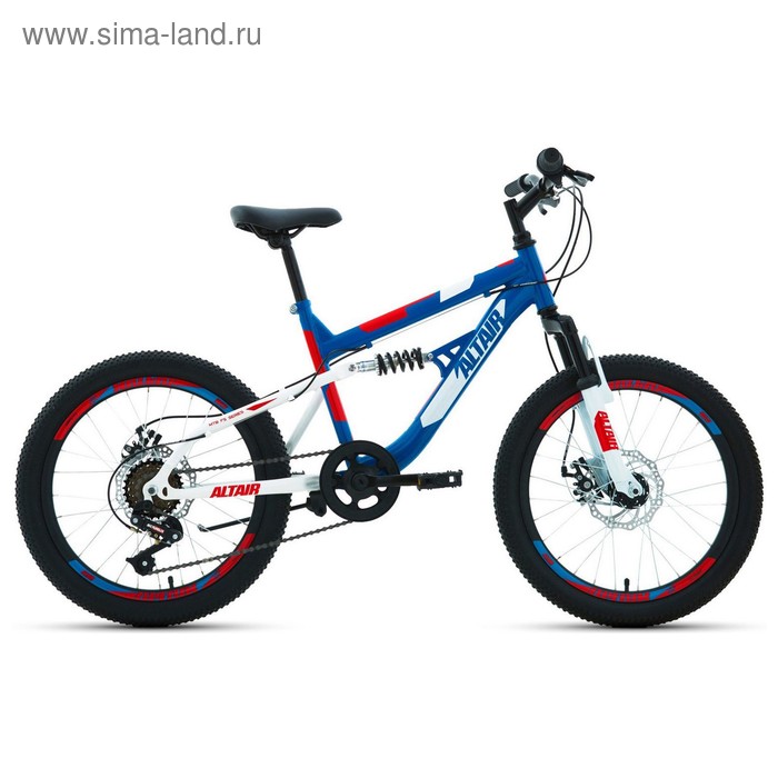 фото Велосипед 20" altair mtb fs disc, 2020, цвет синий/красный, размер 14"