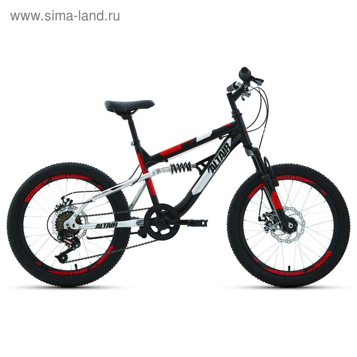 фото Велосипед 20" altair mtb fs disc, 2020, цвет чёрный/красный, размер 14"
