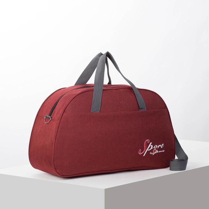 фото Сумка спортивная, отдел на молнии, наружный карман, длинный ремень, цвет бордовый