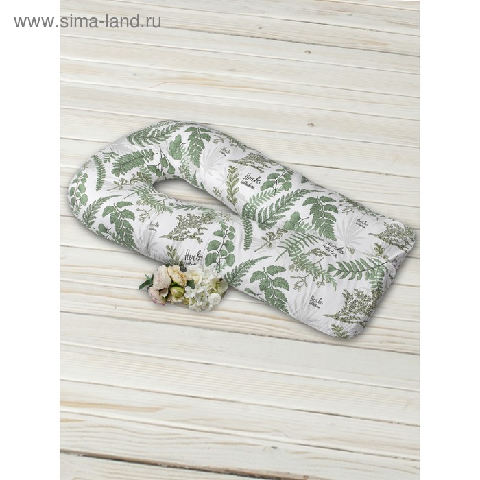 фото Наволочка к подушке для беременных soft collection, размер 35×340 см, папоротники amarobaby