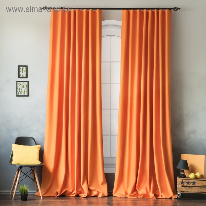 фото Комплект штор «билли», размер 170 х 270 см - 2 шт, подхват - 2 шт, цвет оранжевый pasionaria