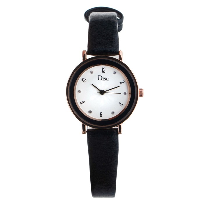 Часы наручные женские "Ачерра", d=3.5 см, чёрный ремешок