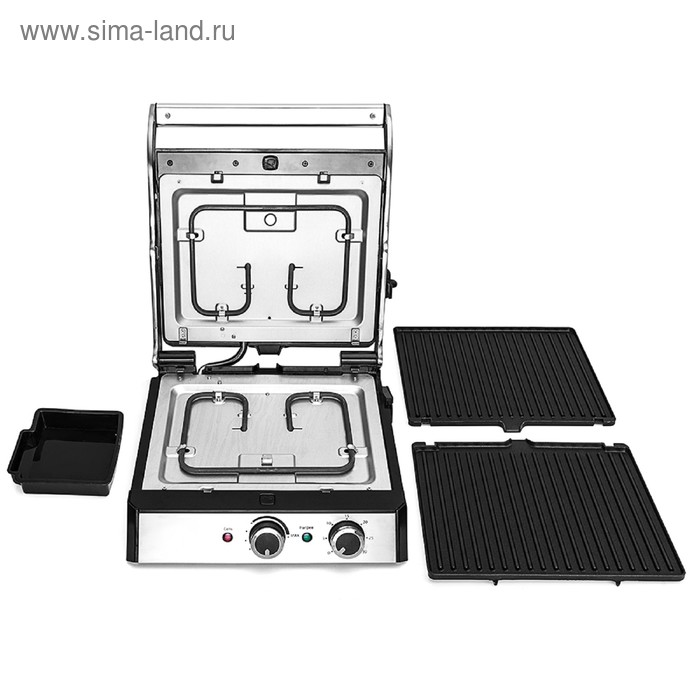 Купить Электрогриль Kitfort KT-1629, 2000 Вт, регулировка t°, 29 х 23 см, чёрно-серебристый Электрогриль Kitfort KT-1629, 2000 Вт, регулировка t°, 29 х 23 см, чёрно-серебристый