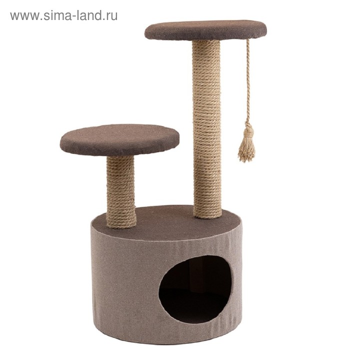 

Домик-когтеточка "Кантри" круглый, 2 полки, 50 х 39,5 х 74 см, джут, рогожка, микс