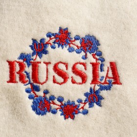 

Шапка для бани с вышивкой "Russia" венок