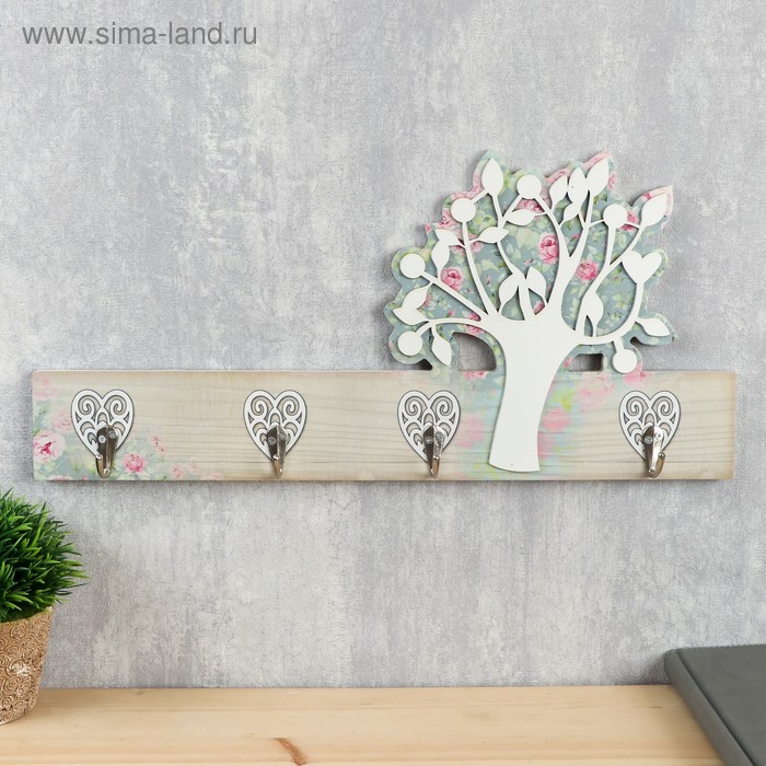 фото Крючки декоративные дерево "цветущее дерево" 20,8х45х4 см
