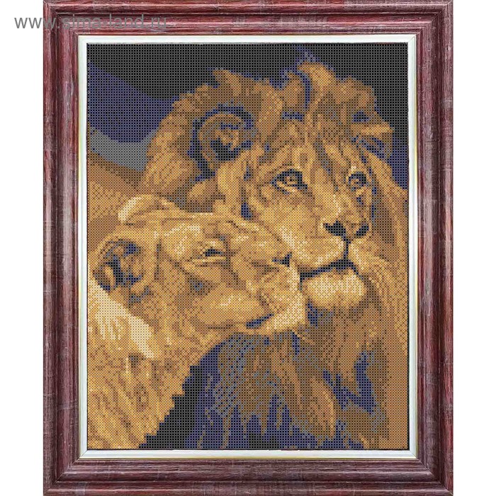 Ткань-схема на габардине для вышивки бисером и крестом «Лев и львица» сумка лев и львица серый