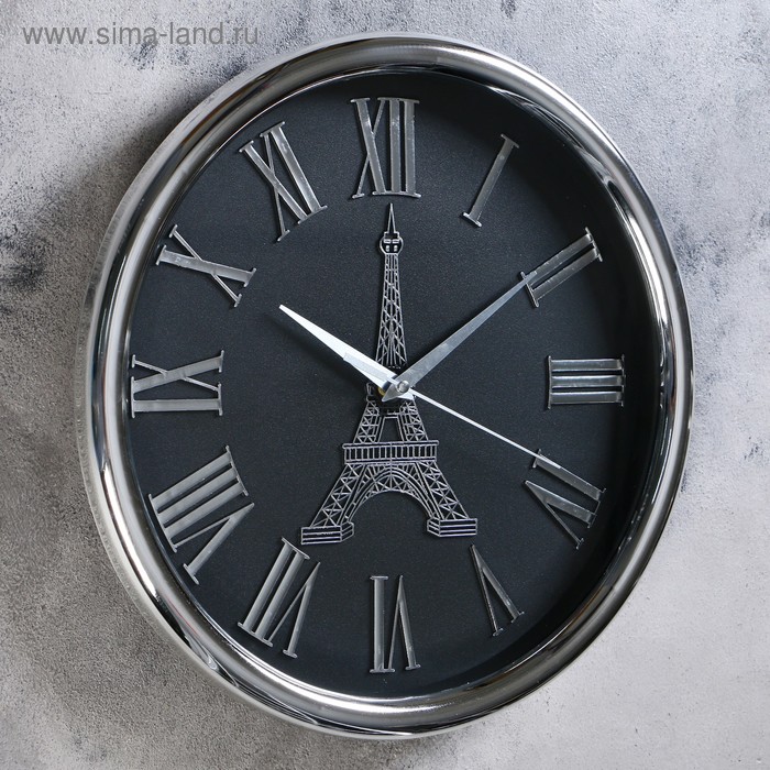 фото Часы настенные, серия: интерьер, "париж", дискретный ход, d-34 см, 1 аа