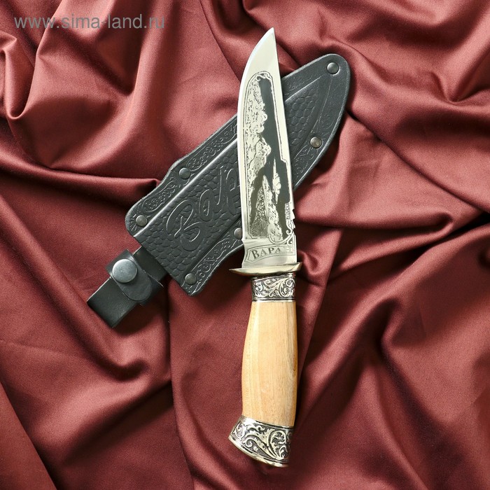 Нож кавказский, туристический Варан с ножнами, гардой, сталь - 40х13, 14.5 см