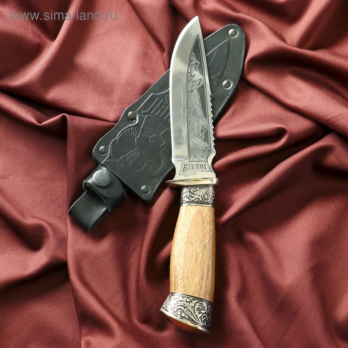 Нож кавказский, туристический Викинг с ножнами, гардой, сталь - 40х13, 14.5 см нож кавказский разделочный сайгак с чехлом сталь 40х13 рукоять орех 14 см