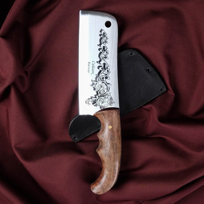 Нож кавказский, разделочный Сайгак с чехлом, сталь - 40х13, рукоять - орех, 14 см