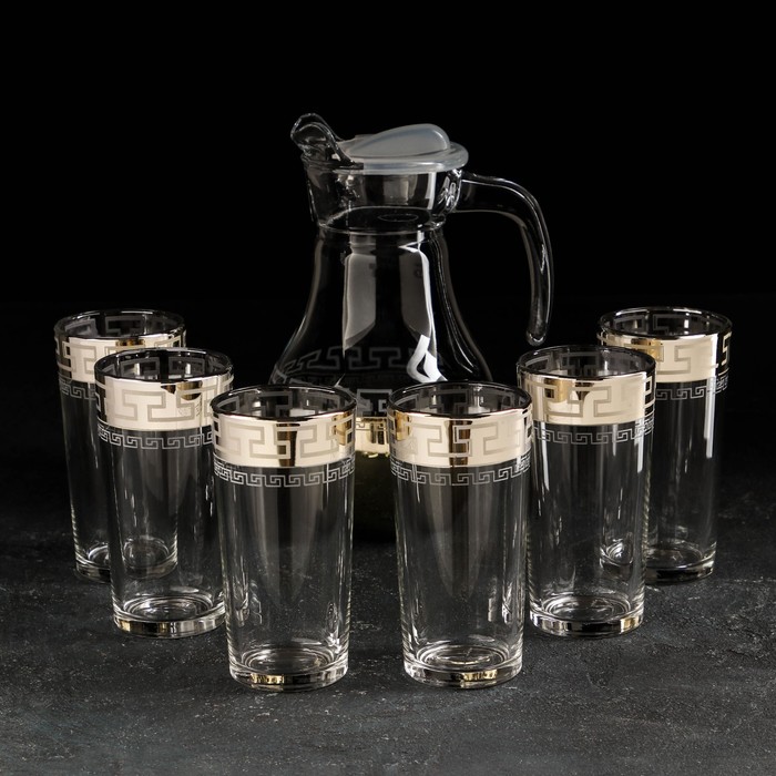 фото Набор питьевой gidglass «нэро», 7 предметов: кувшин 1 л, стакан 230 мл 6 шт