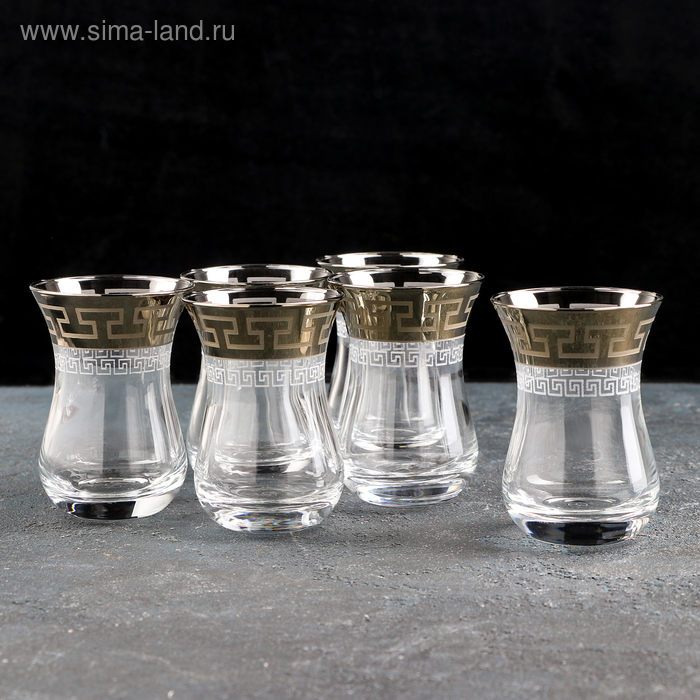 набор стаканов gidglass нэро Набор стаканов для чая «Нэро», 140 мл, 6 шт, цвет напыления золотой