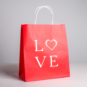 

Пакет подарочный крафт LOVE Forever, 28 х 32 х 15 см