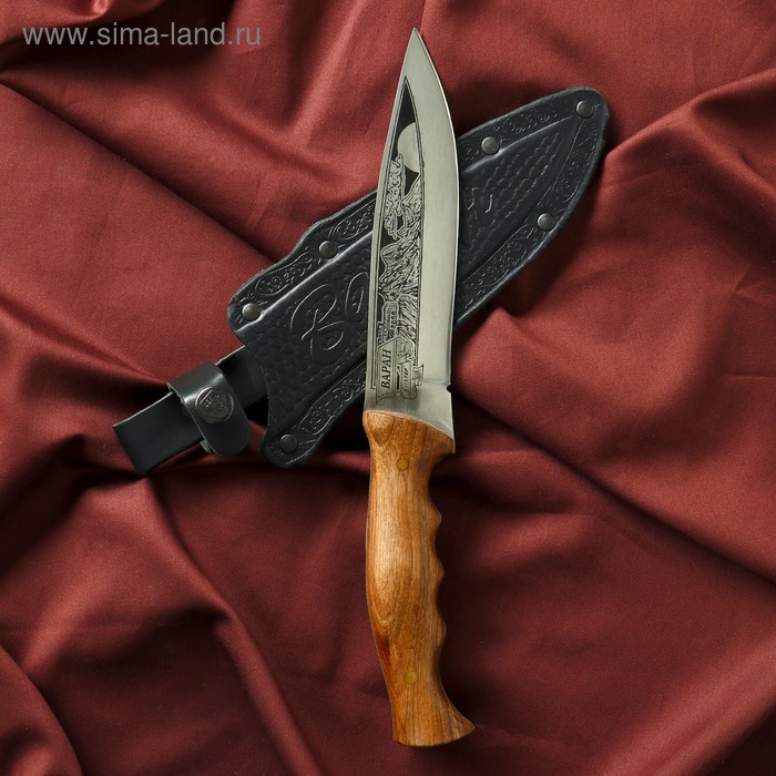 Нож кавказский, туристический Варан с ножнами, сталь - 40х13, вощеный орех, 14.5 см нож туристический скиф вощеный орех сталь 40х13