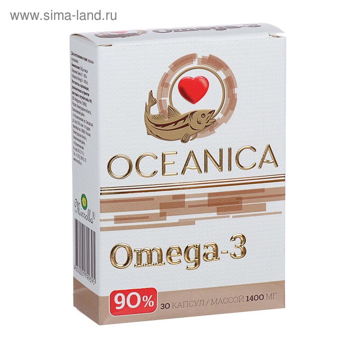 Пищевая добавка «Океаника Омега-3 - 90%», для сердца, 30 капсул по 1400 мг