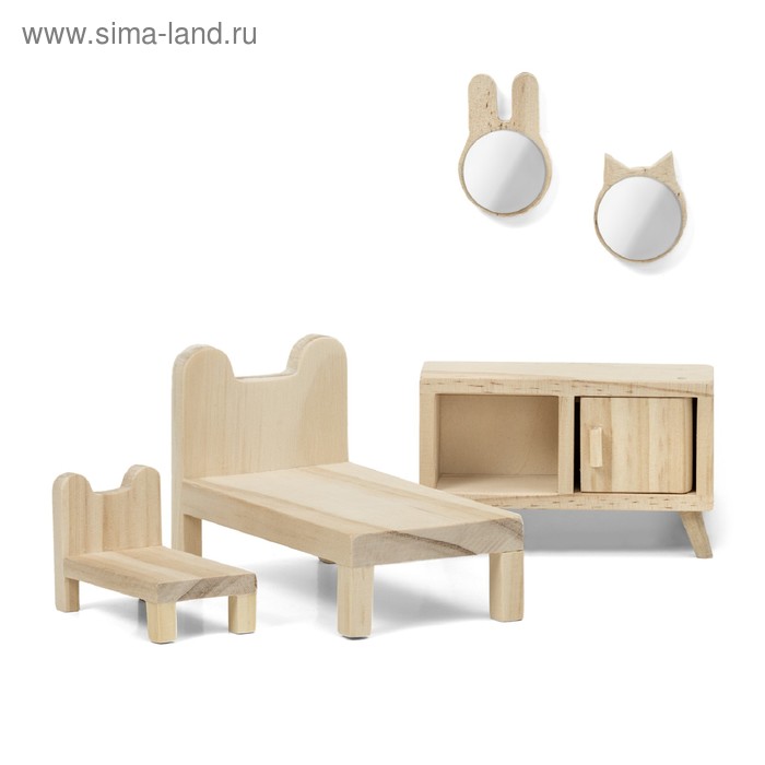 Набор деревянной мебели для домика «Спальня» фото