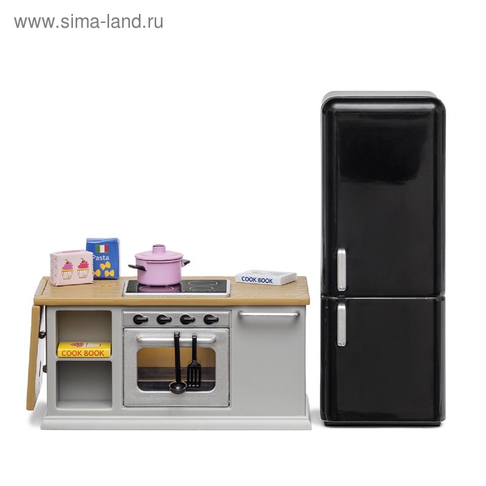 Набор мебели для кукольного домика «Кухонный остров», с холодильником фото