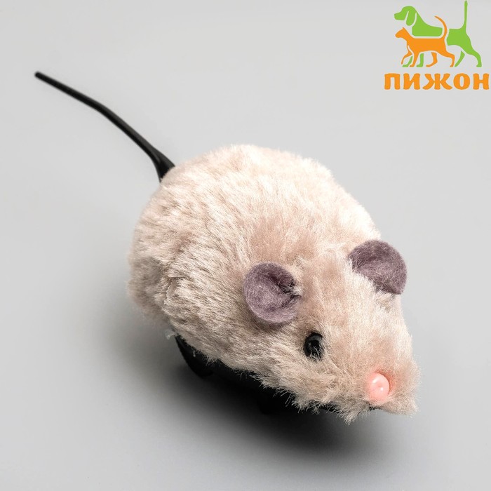 

Мышь заводная меховая малая, 8,5 см, серая