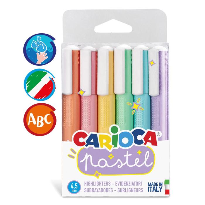 Набор маркеров текстовыделителей 6 цветов, 1-4,5 мм, Carioca Pastel, пастельная палитра, микс набор маркеров текстовыделителей attache selection pastel 1 5мм 6 цветов 6шт