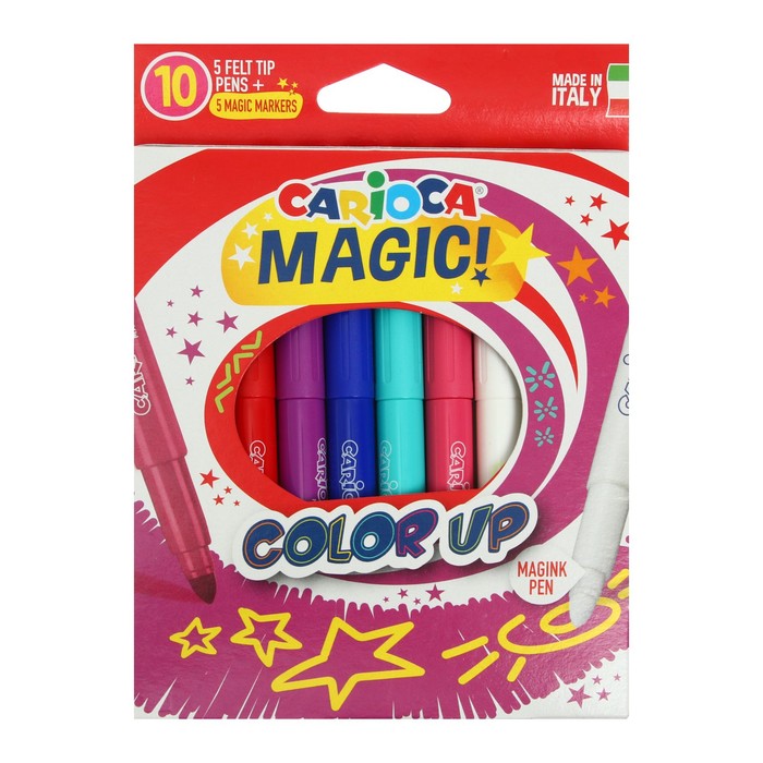 Фломастер 6 цветов Carioca Magic Color Up + 2 перекрашивающие, 6.0 мм, утолщенная линия, картон, европодвес