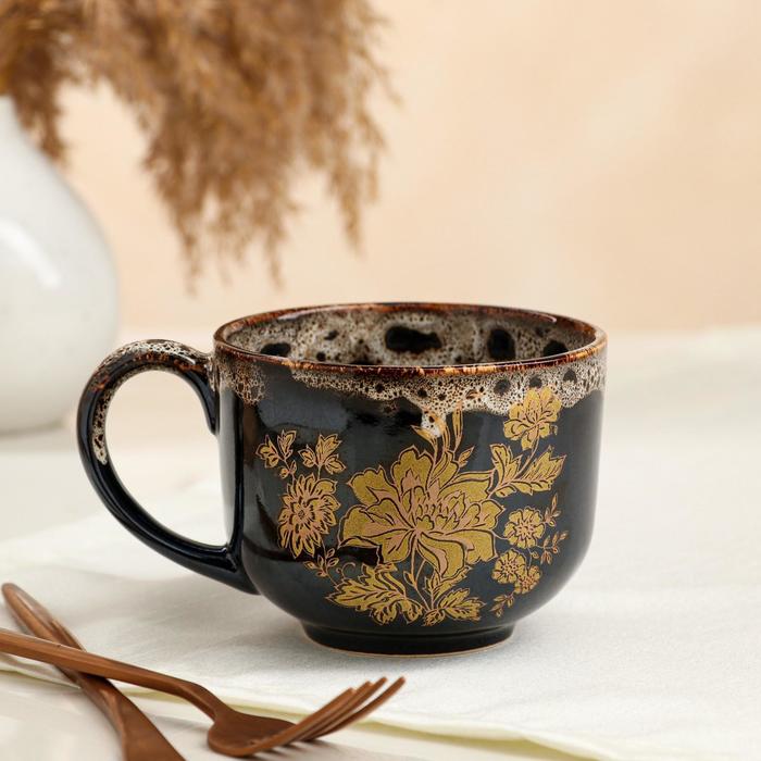 

Кружка "Аппетитка", цветы, коричневая, керамика, 0.45 л