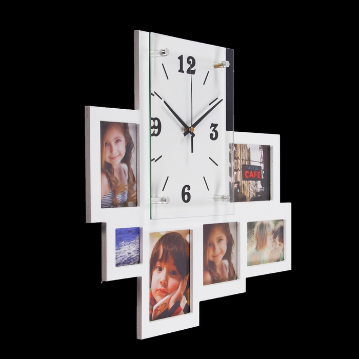 Часы настенные "Счастливый час", белые + 6 фоторамок от 10 × 10 см